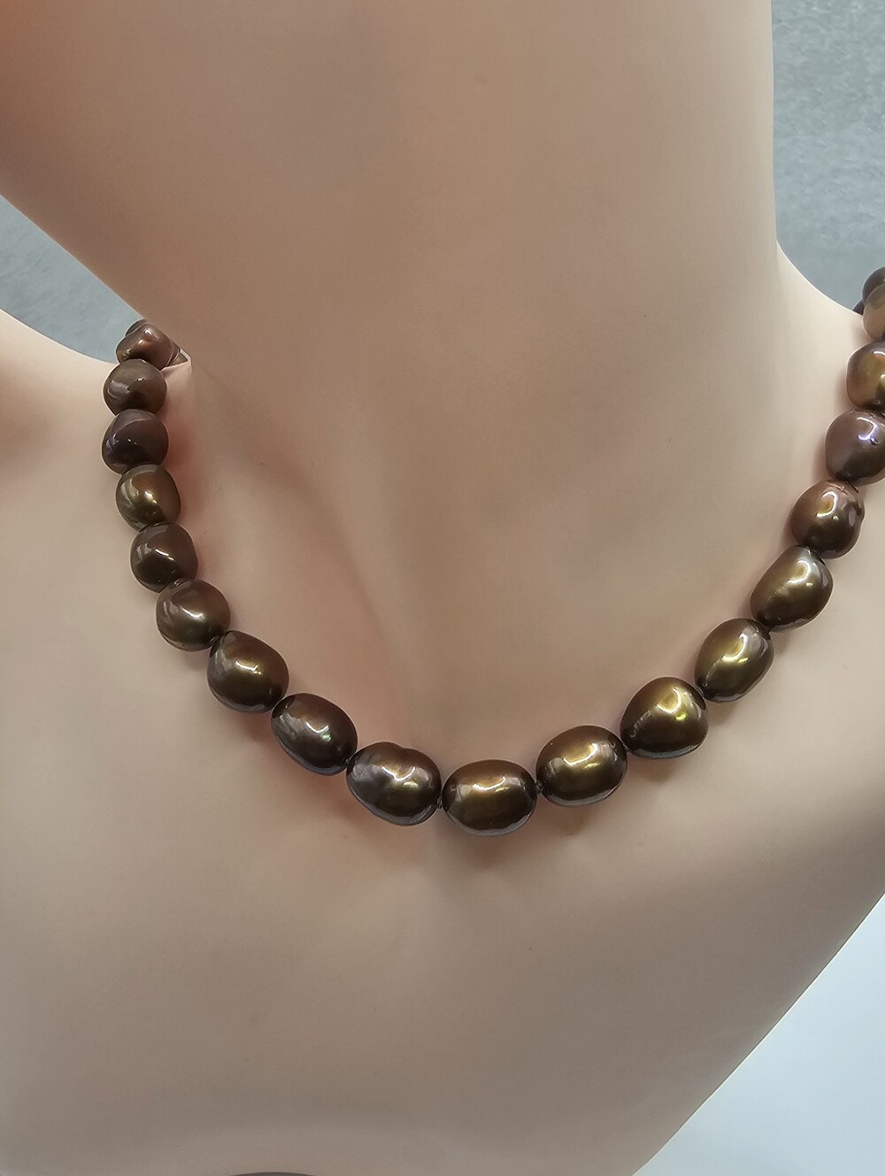 Genuine Honora Cultured Chocolate Pearl Necklace Sterling Silver Clasp 18"